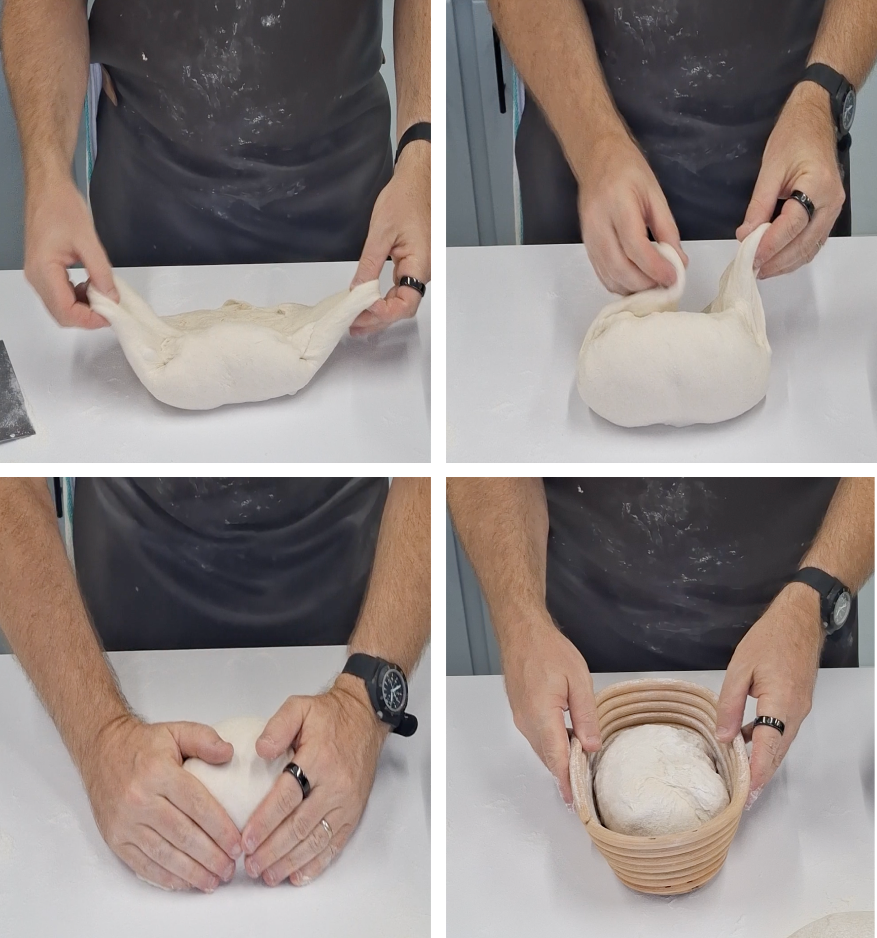 Shaping a sourdough loaf
