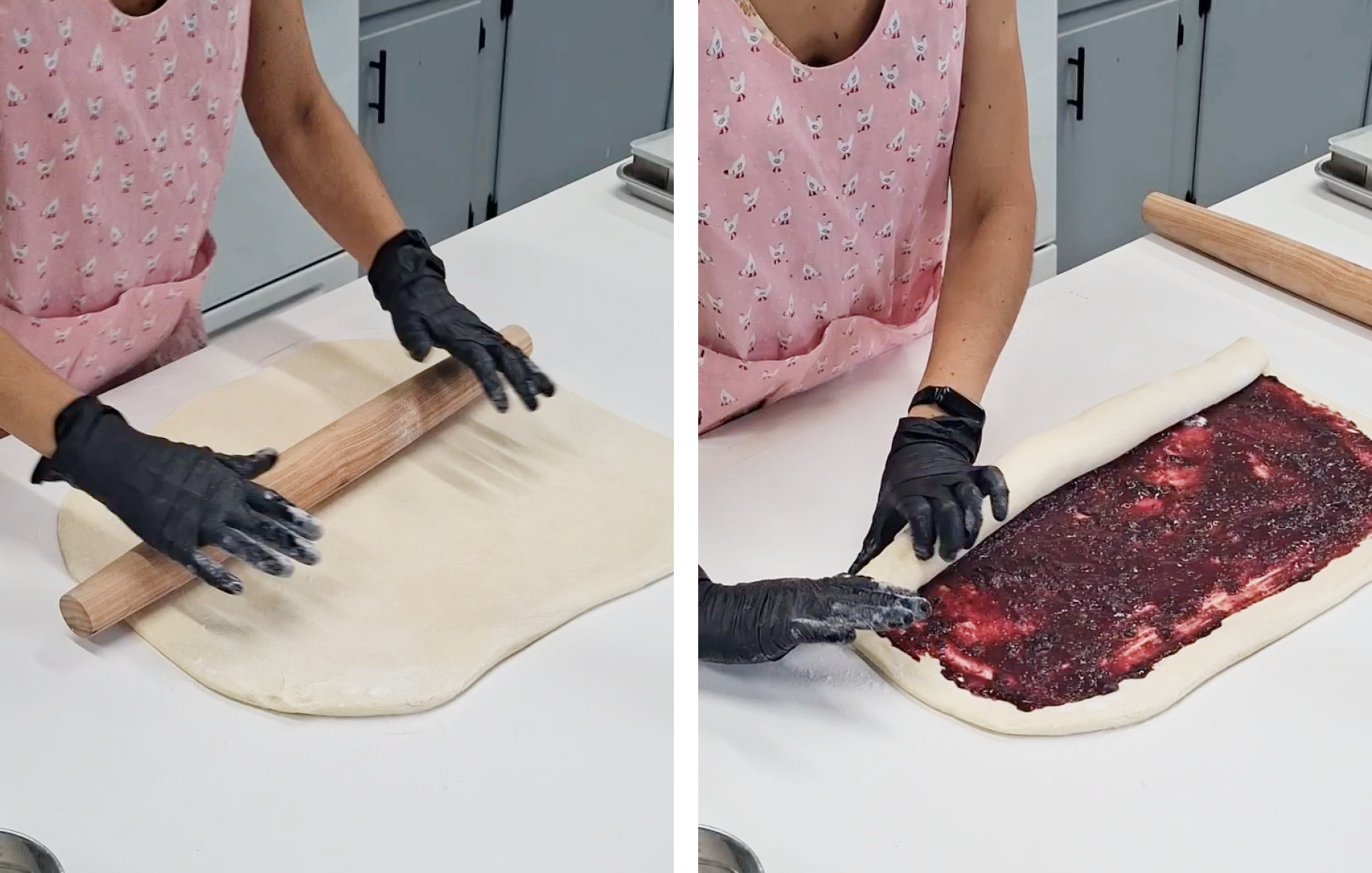 Process of shaping cinnamon rolls
