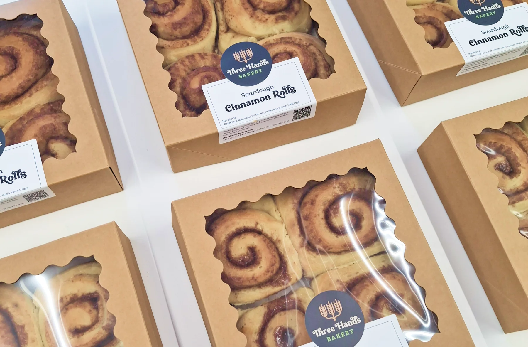 Boxes of sourdough cinnamon rolls