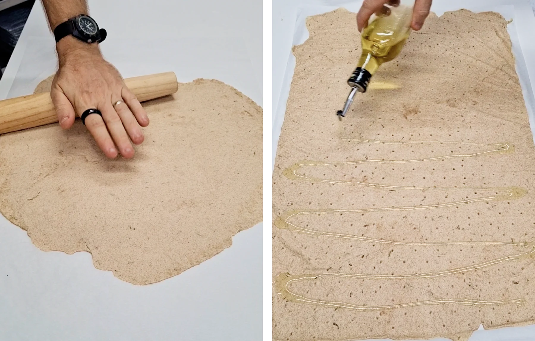 Rolling and finishing sourdough cracker dough