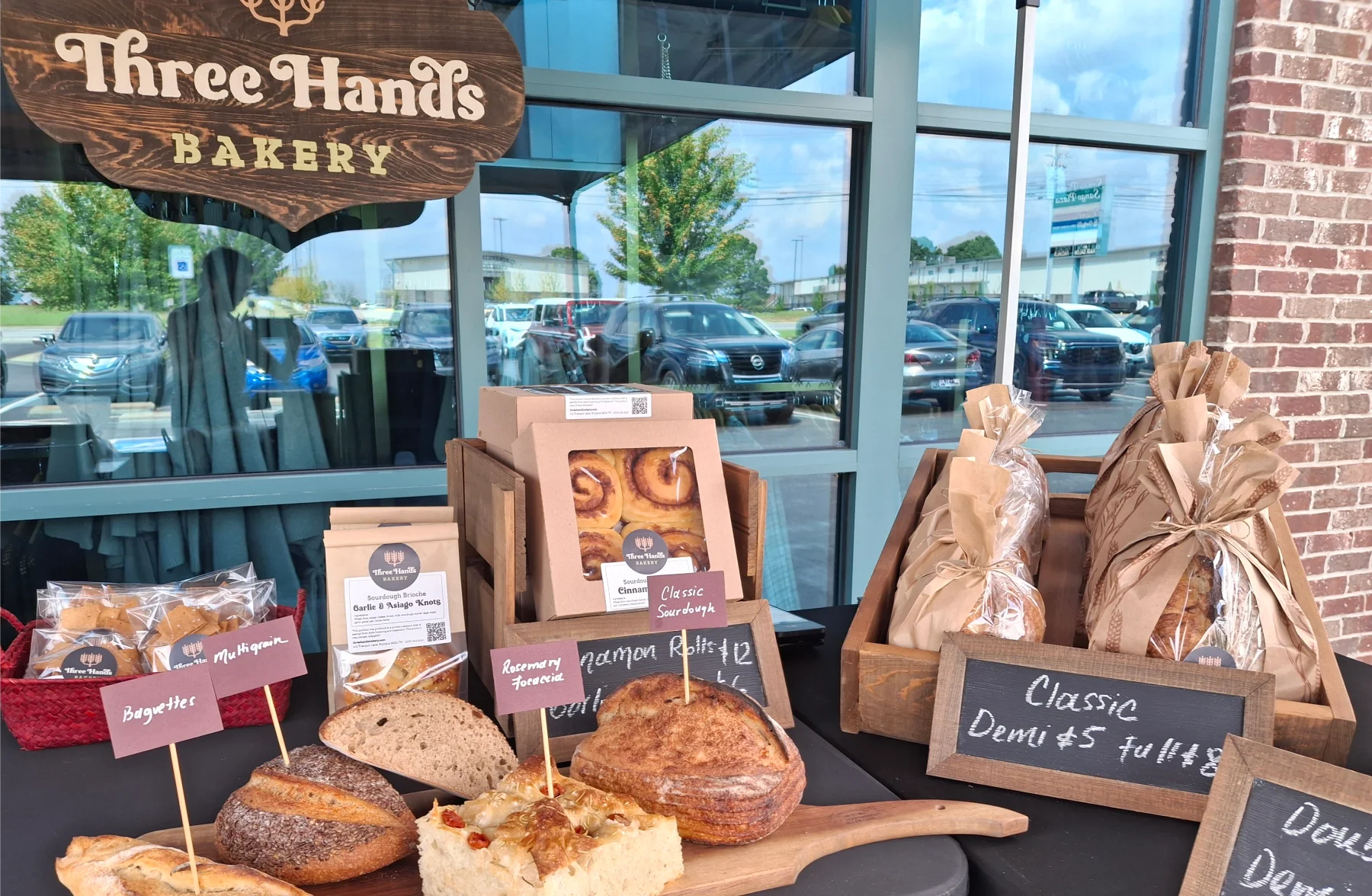 Three Hands Bakery fall market spread with seasonal baked goods