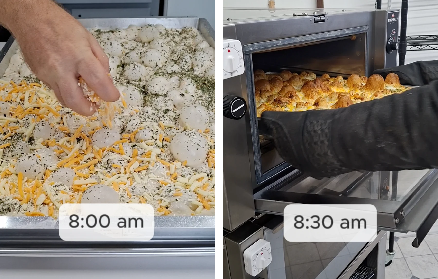 Preparing Focaccia and Three Cheese Focaccia and Baked Three Cheese Focaccia