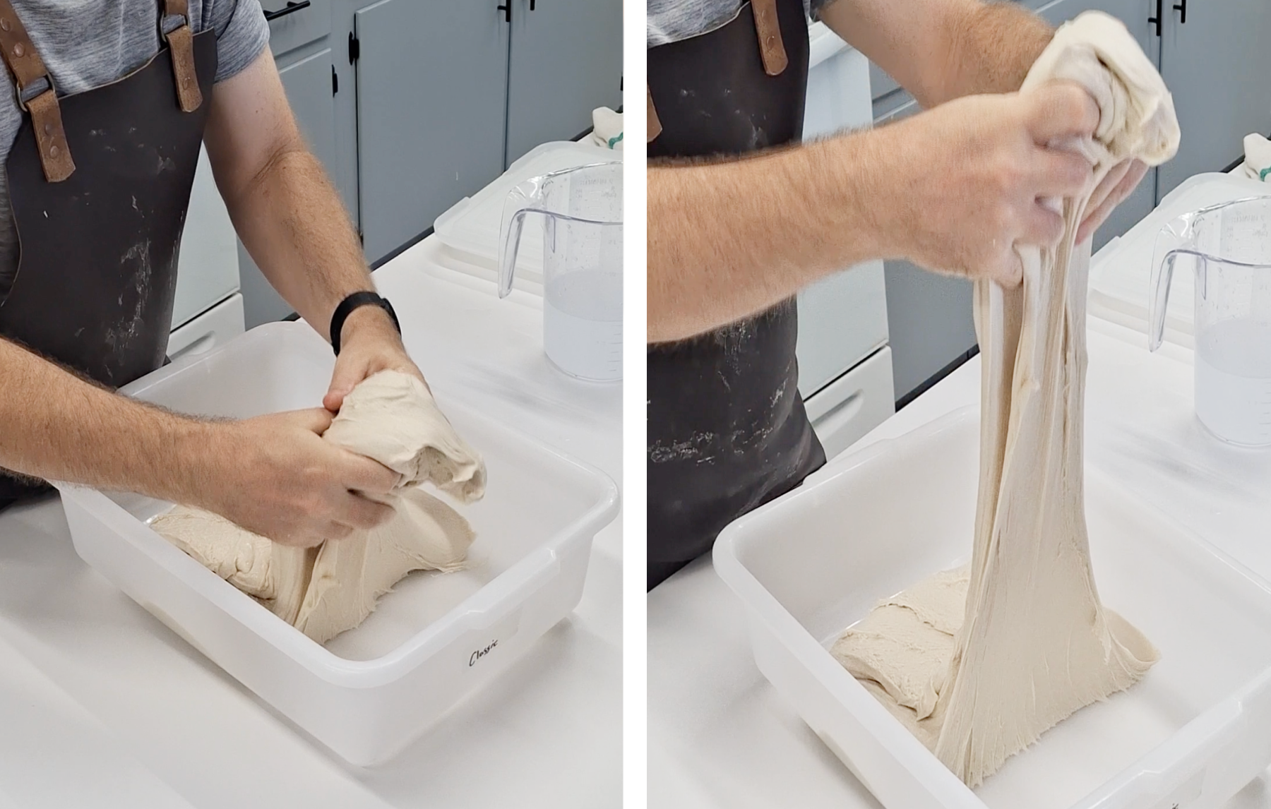 Folding and stretching the dough