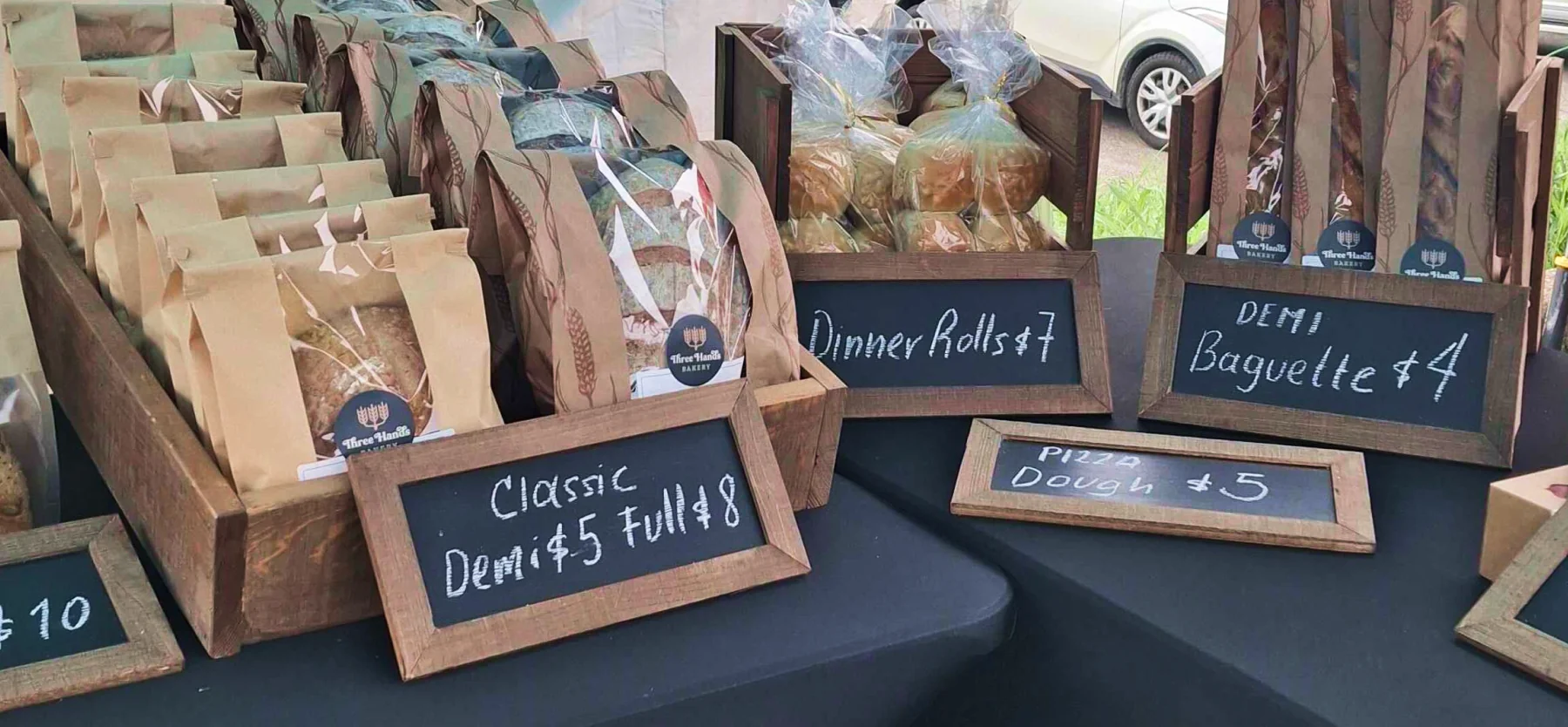 Three Hands Bakery market table